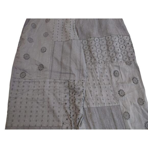 Zara Trouser Pants Patchwork Wide Leg Cotton Lightweight Blue Womens Medium - Picture 7 of 8